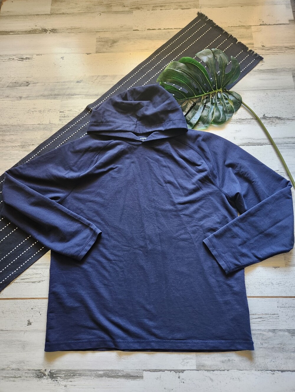 J.Crew Factory Performance Long Sleeve Hoodie Sweatshirt Blue Size XL